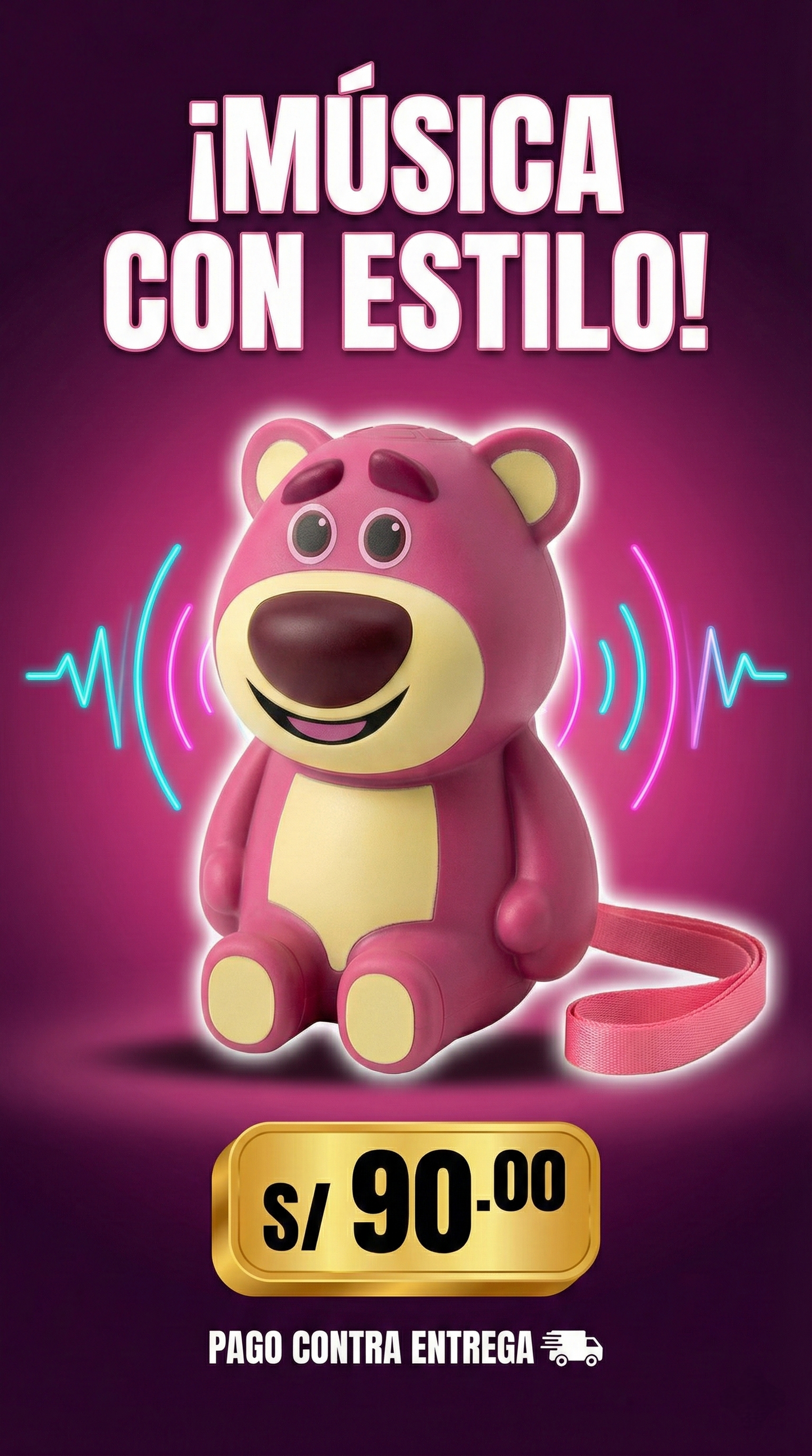Parlante Lotso Bluetooh - ¡Dale play a tu vida con el oso más cool y resistente!